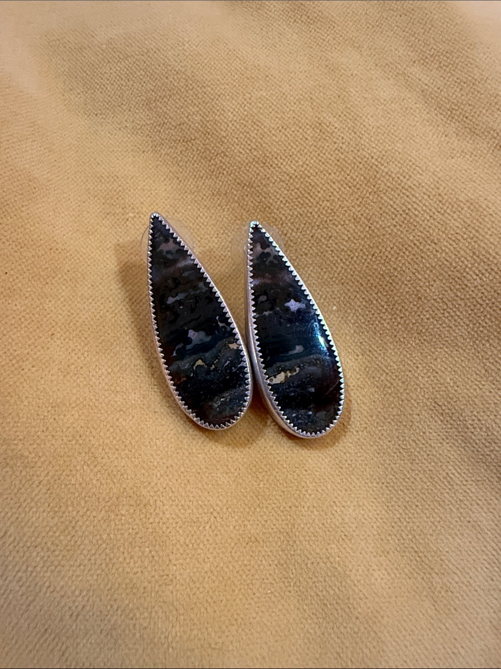 Brushed Sterling Silver Jasper Earrings